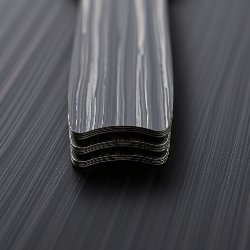 탁구 라켓의 카본 층 구조를 보여주는 상세 단면 이미지